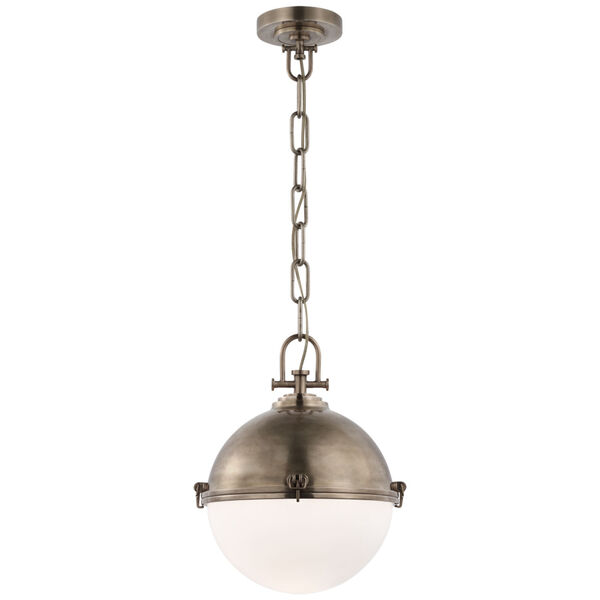 Adrian Large Globe Pendant in Antique Nickel with White Glass by Chapman  and  Myers, image 1