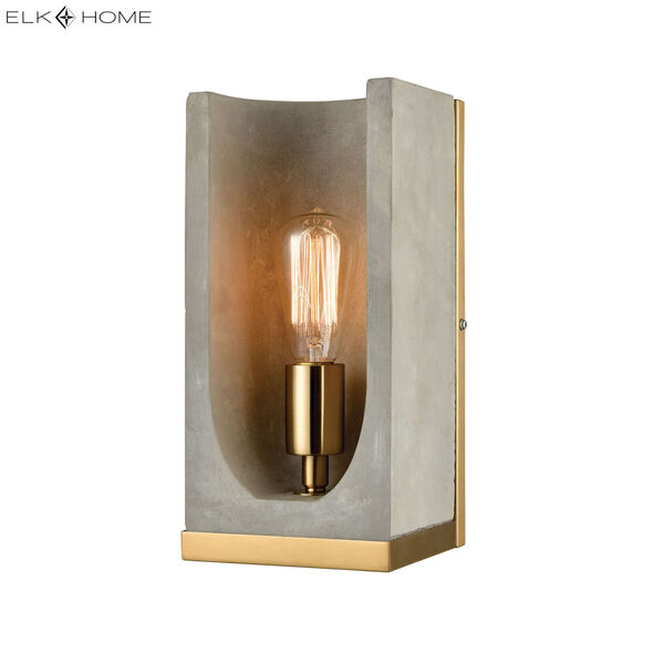Shelter Concrete and New Aged Brass One-Light Wall Sconce, image 3
