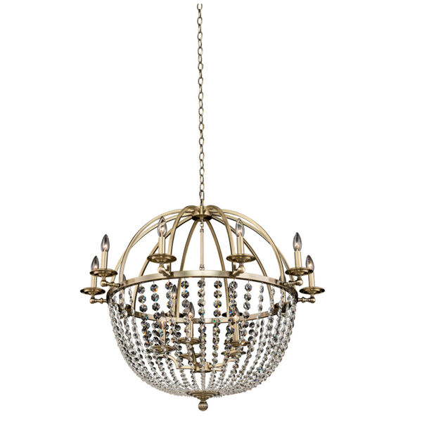 Pendolo Brushed Champagne Gold 15-Light Chandelier with Firenze Crystal, image 1