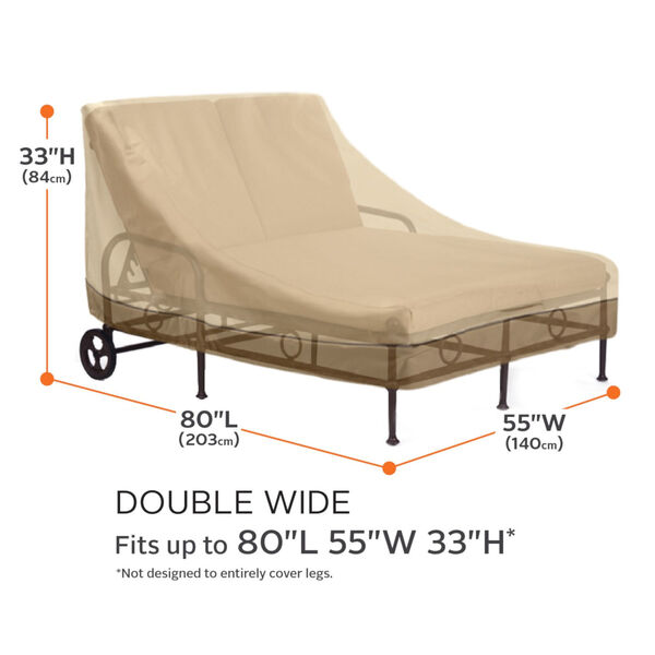 Ash Beige and Brown 80-Inch Double Wide Patio Chaise Lounge Cover, image 4