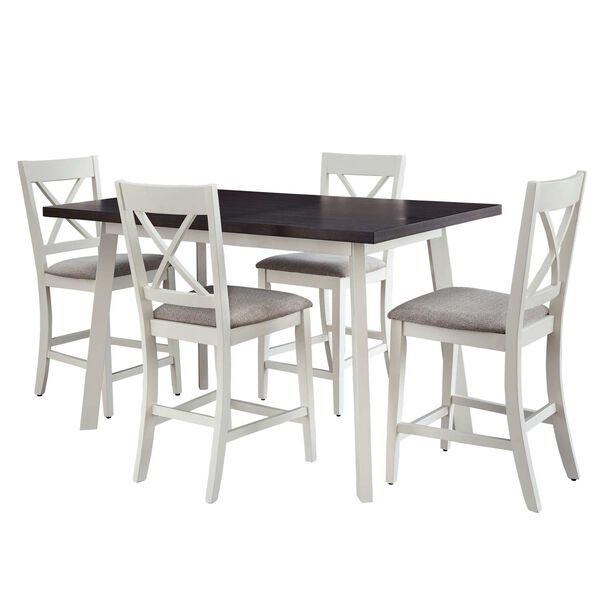 Salt and Pepper Cocoa Alabaster White Counter Table with Four Chairs, image 1