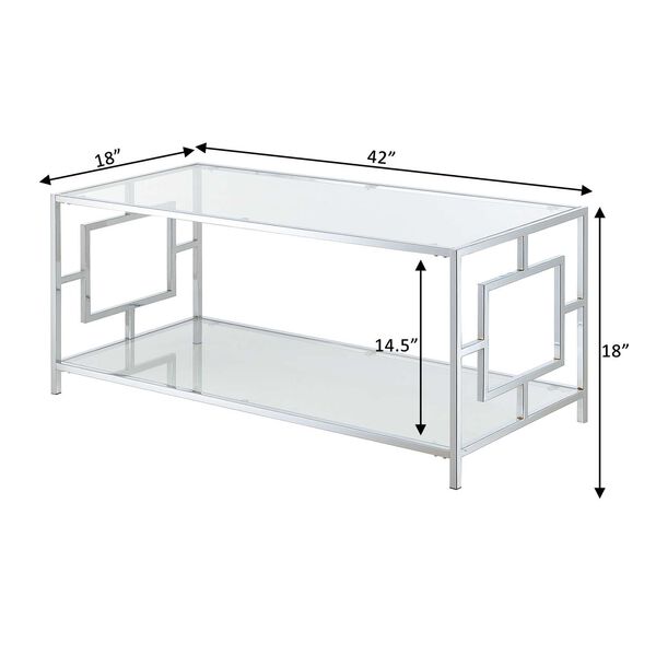 Town Square Glass and Chrome Coffee Table with Shelf, image 3