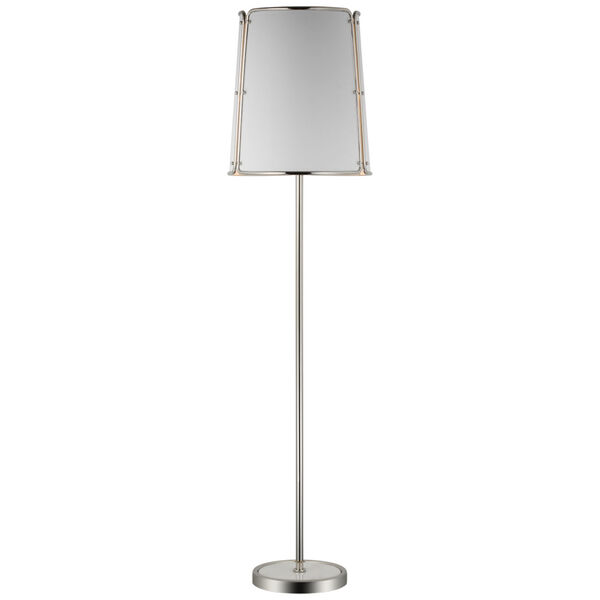 Hastings Large Floor Lamp in Polished Nickel with White Shade by Carrier and Company, image 1