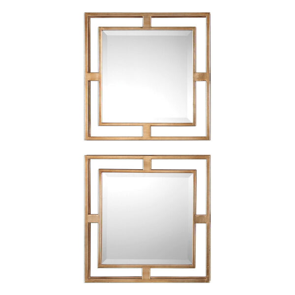 Allick Gold Square Mirrors, Set of Two, image 2
