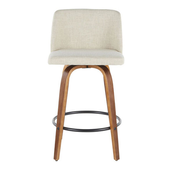 Toriano Walnut, Cream and Black Counter Stool with Round Footrest, Set of 2, image 5