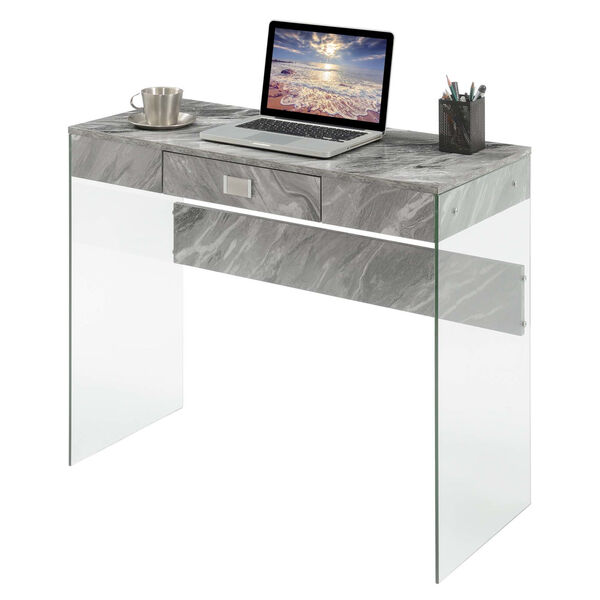Soho Gray Marble Office Desk, image 2