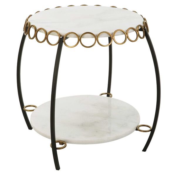 Chainlink Matte Black White Side Table, image 1