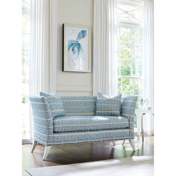 Avondale Blue and White Hampstead 60-Inch Settee, image 3