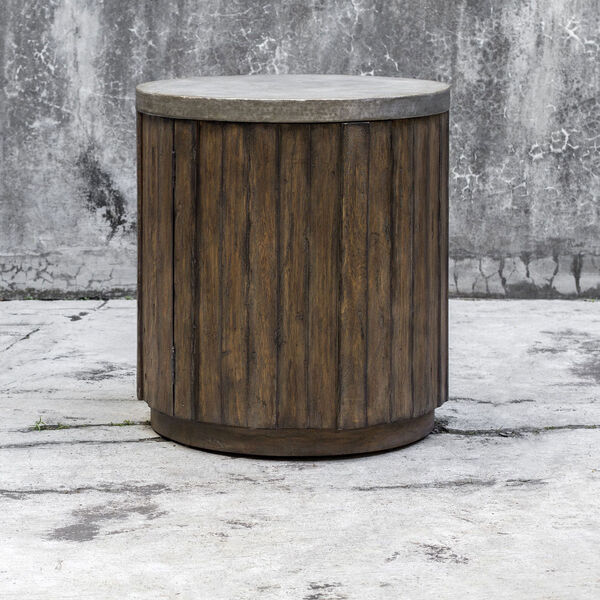 Maxfield Wooden Drum Accent Table, image 2
