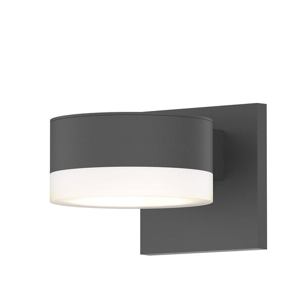 Inside-Out REALS Textured Gray Up Down LED Sconce with Cylinder Lens and Plate Cap with Frosted White Lens, image 1