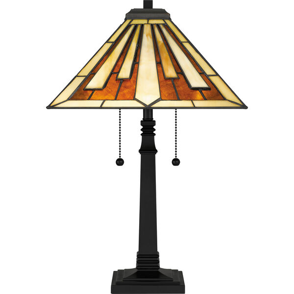 Hathaway Matte Black Two-Light Tiffany Table Lamp, image 5
