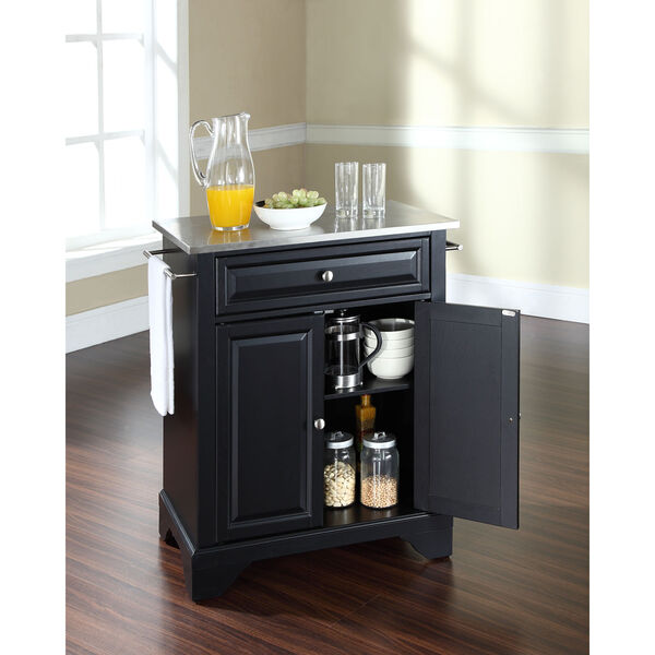 LaFayette Stainless Steel Top Portable Kitchen Island in Black Finish, image 4