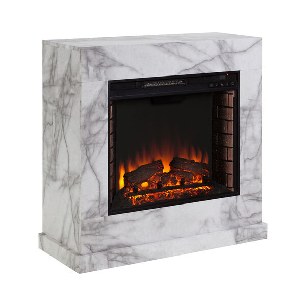 Dendale White Faux Marble Faux Marble Electric FIreplace, image 5