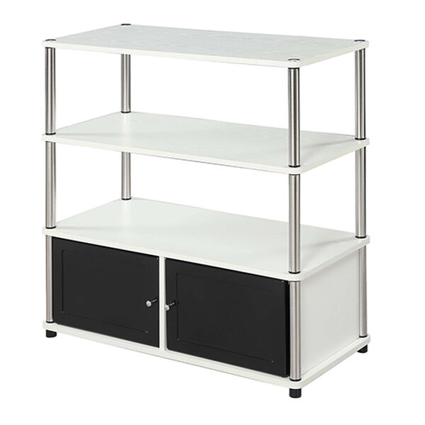 Designs2Go Highboy TV Stand with Storage Cabinets and Shelves for TVs up to 40 Inches in White, image 1