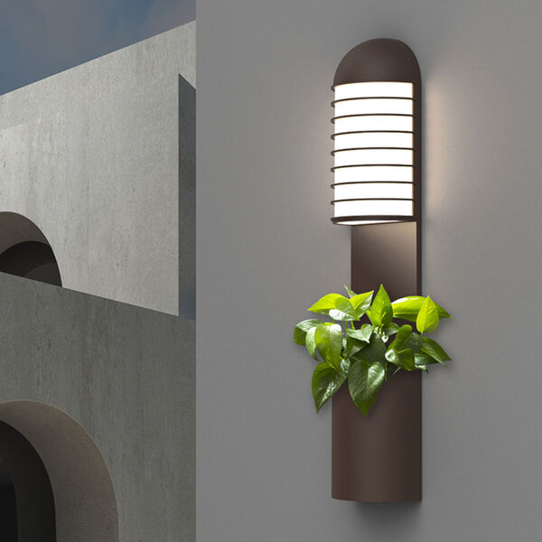Lighthouse Textured Gray LED Planter Sconce, image 2
