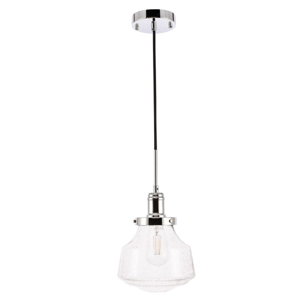 Lyle Chrome Eight-Inch One-Light Mini Pendant with Clear Seeded Glass, image 5