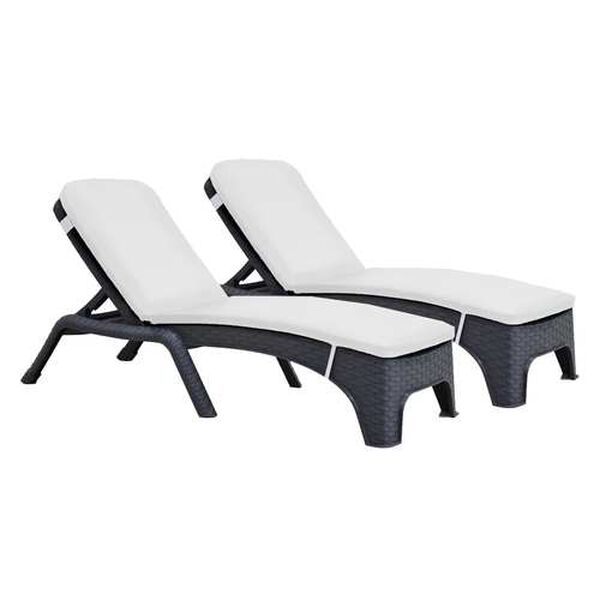 Roma Anthracite Cream Outdoor Chaise Lounger with Cushion, Set of Two, image 1