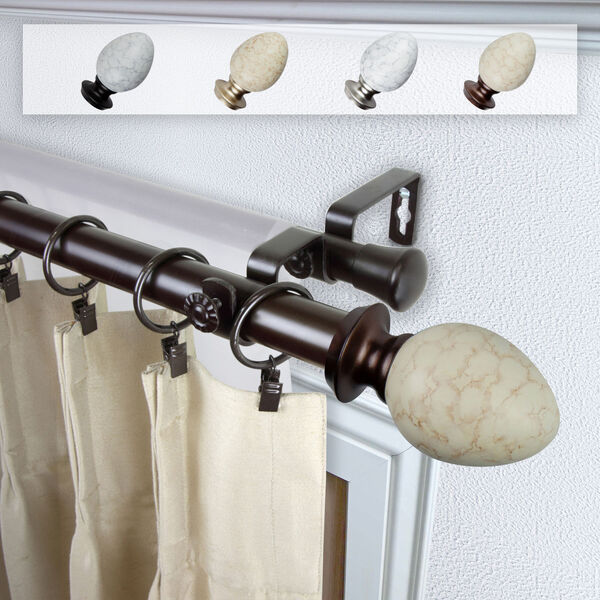 Ovate Bronze 28-48 Inch Double Curtain Rod, image 1