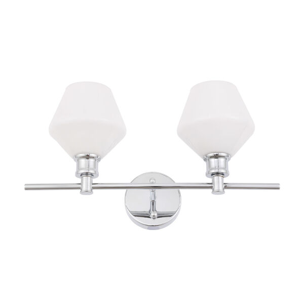 Gene Chrome Two-Light Bath Vanity with Frosted White Glass, image 5
