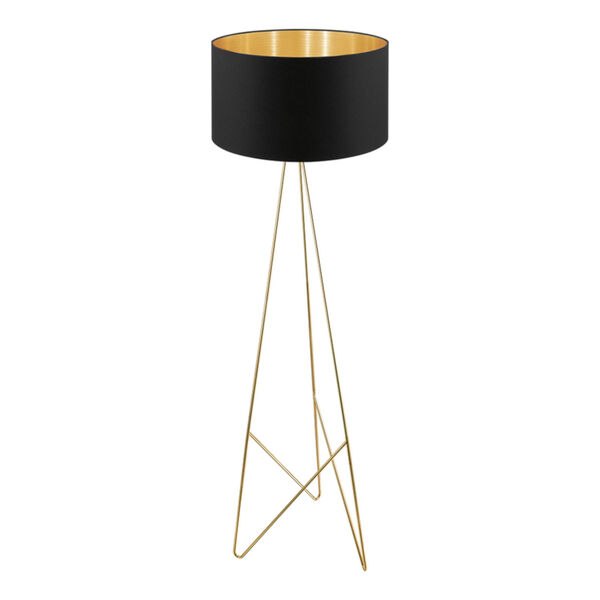 Camporale Gold One-Light Floor Lamp with Black Exterior and Gold Interior Fabric Shade, image 1