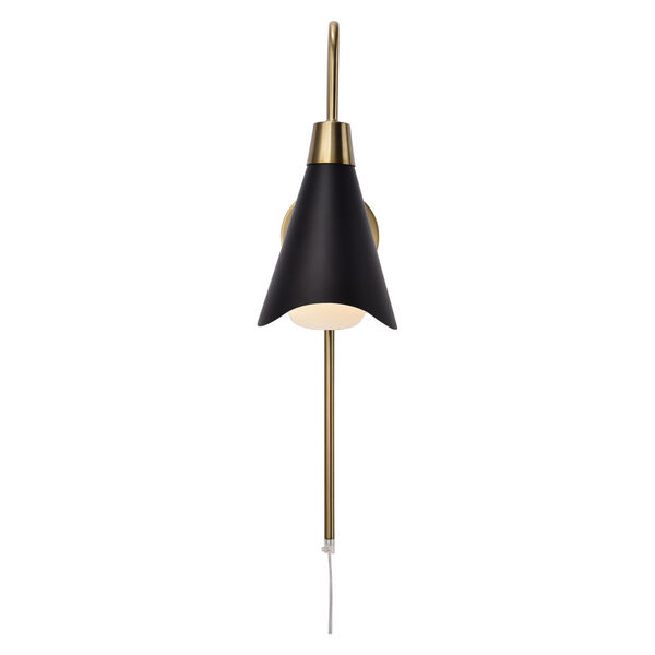 Tango Matte Black and Burnished Brass One-Light Wall Sconce, image 2