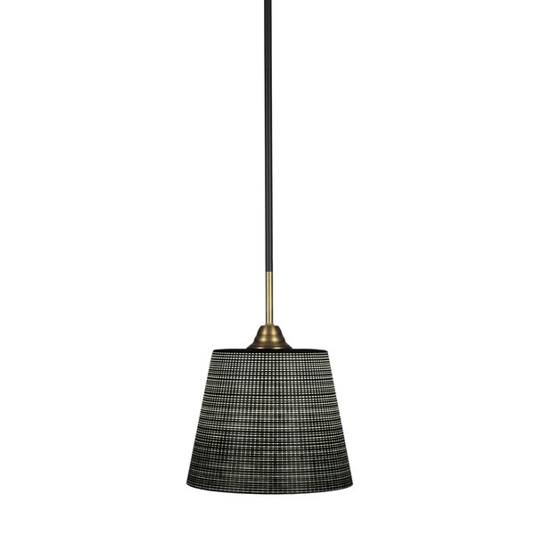 Paramount Matte Black and Brass 10-Inch One-Light Pendant with Black Matrix Shade, image 1