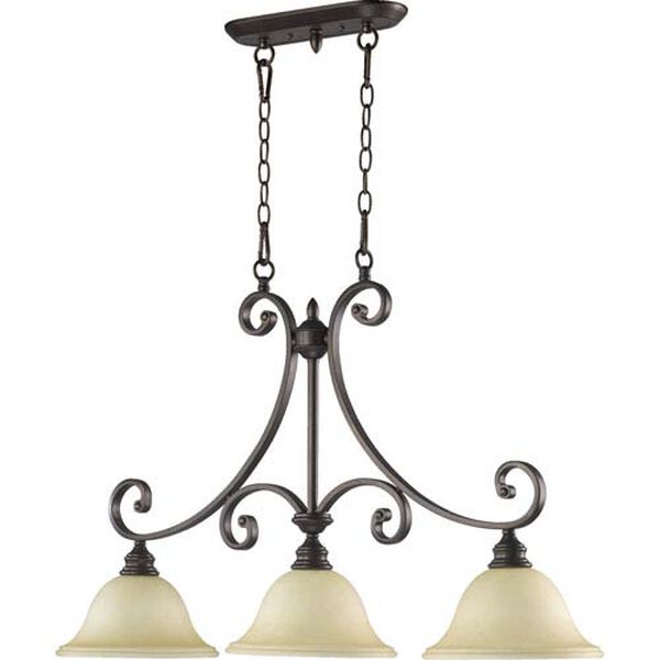 Bryant Three-Light Oiled Bronze with Antique Gold Island Pendant, image 1