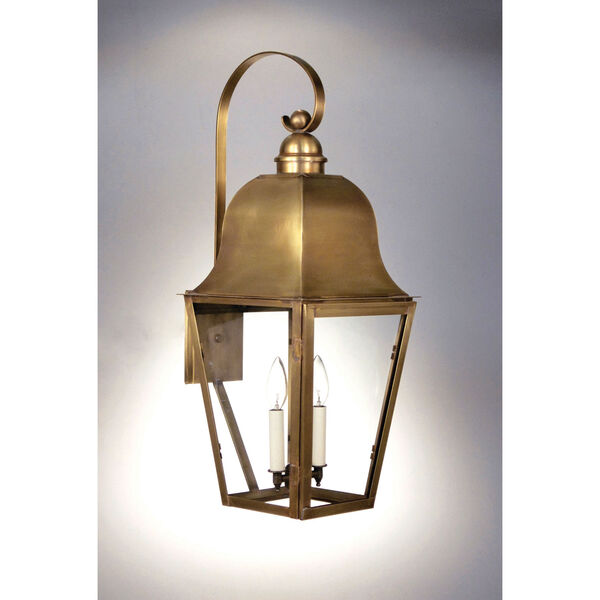 Imperial Antique Brass Two-Light Outdoor Wall Mount with Clear Glass, image 1