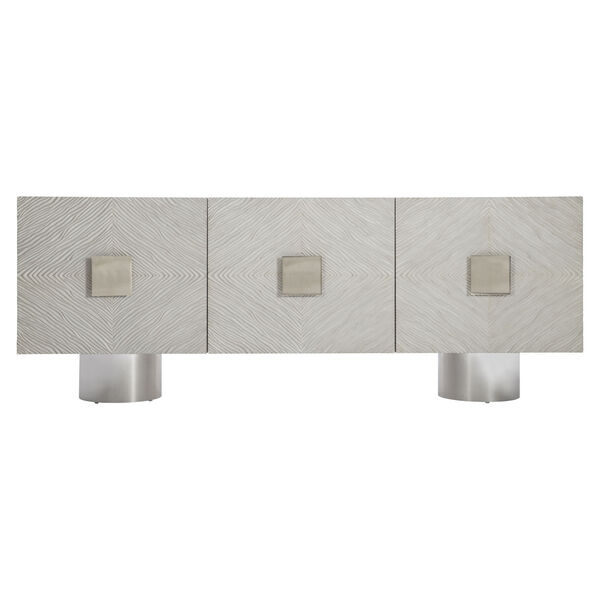 Ciara Polished Stainless Steel and Beige Entertainment Credenza, image 2