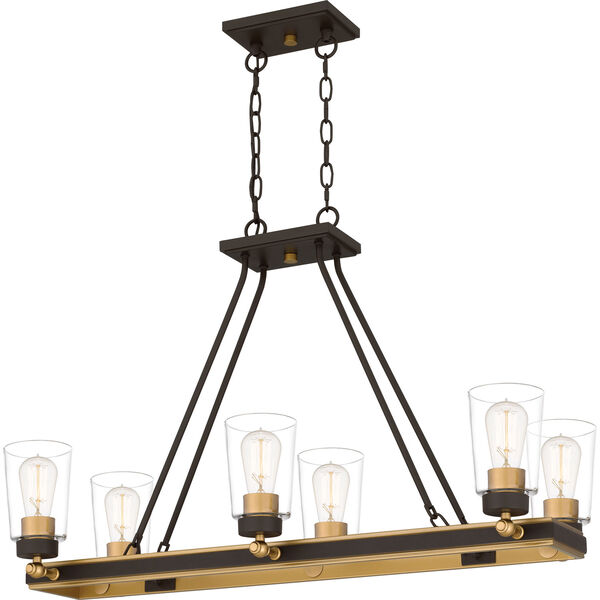 Atwood Old Bronze and Brass Six-Light Island Chandelier, image 1
