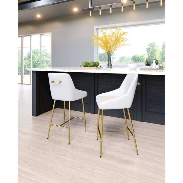 Madelaine White and Gold Counter Height Bar Stool, image 2