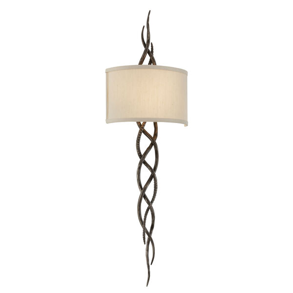 Tattoo Cottage Bronze Two-Light Wall Sconce with Hardback Linen Shade, image 1