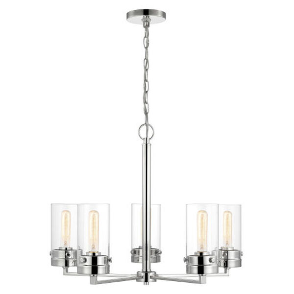 Intersection Polished Nickel Five-Light Chandelier, image 3