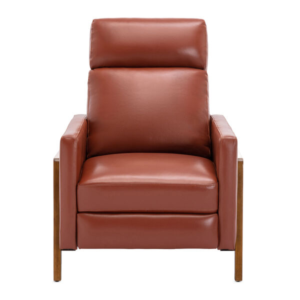 Reed Caramel and Chestnut Brown Leather Push Back Recliner, image 2
