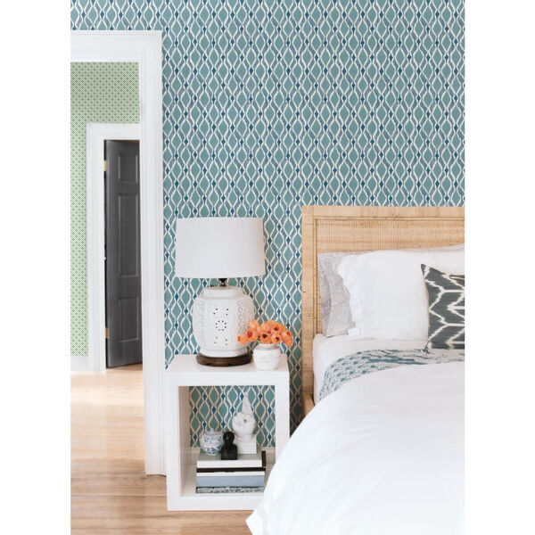 Small Prints Resource Library Blue Two-Inch Dyed Ogee Wallpaper, image 3