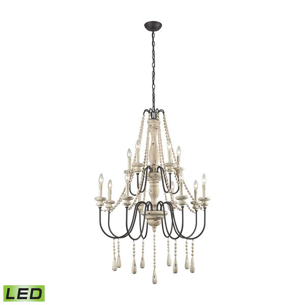 Sommieres Antique French Cream with Dark Bronze 12 Light Chandelier, image 2