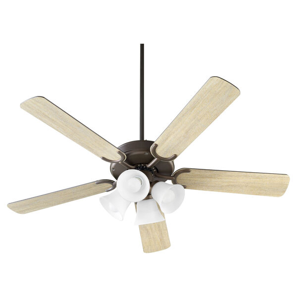 Virtue Oil Bronze Four-Light 52-Inch Ceiling Fan with Satin Opal Glass, image 1