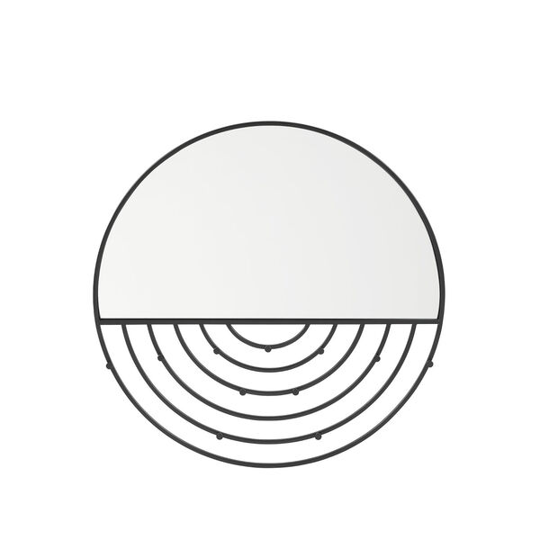 Elle Black Round Wall Mirror with Hooks, image 5