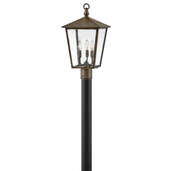 Huntersfield Burnished Bronze Three-Light Outdoor Post Mount With Clear Seedy Glass, image 2