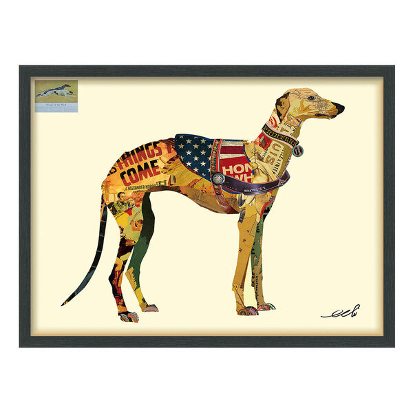 Black Framed Greyhound Dimensional Collage Graphic Glass Wall Art, image 2