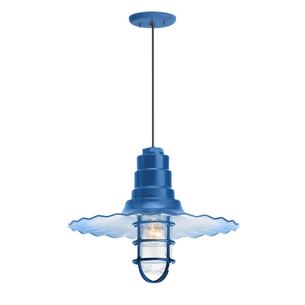 Radial Wave Blue One-Light 18-Inch Outdoor Pendant, image 1