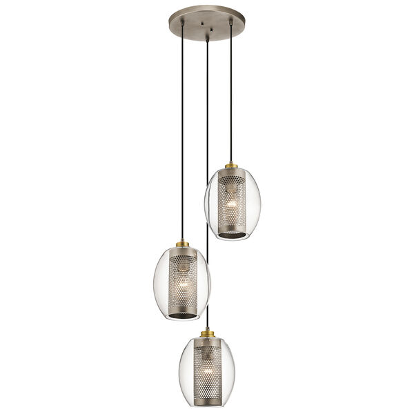 Asher Antique Pewter 17-Inch Three-Light Pendant, image 1