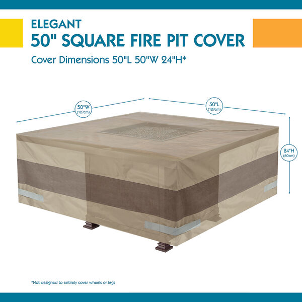 Elegant Swiss Coffee 50 In. Square Fire Pit Cover, image 3