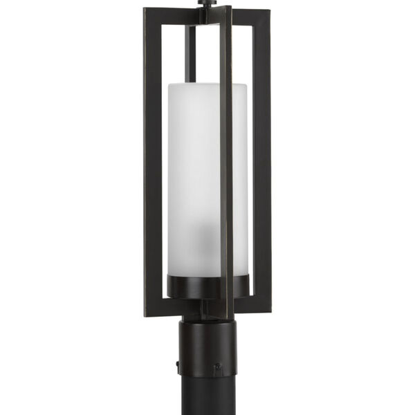Janssen Oil Rubbed Bronze Eight-Inch One-Light Outdoor Post Mount with Etched Shade, image 1