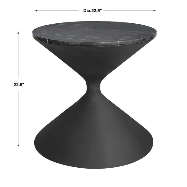 Times Up Matte Black Hourglass Shaped Side Table, image 3