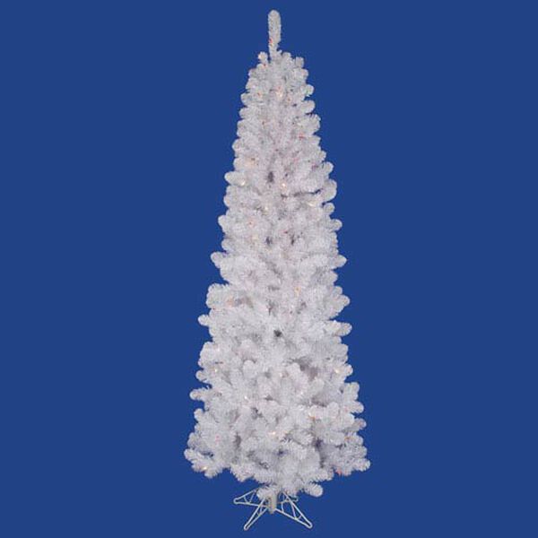 White Salem Pencil Pine 6.5 Ft. Artificial Tree with 165 Multi Colored LED Lights, image 1