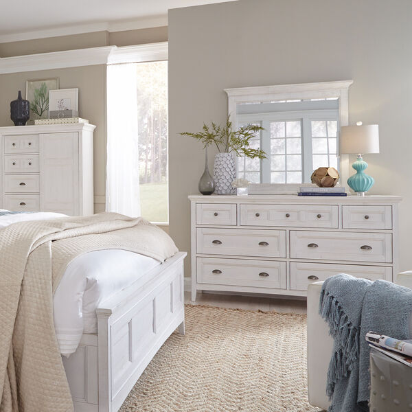 Heron Cove Relaxed Traditional Soft White 7 Drawer Dresser, image 3