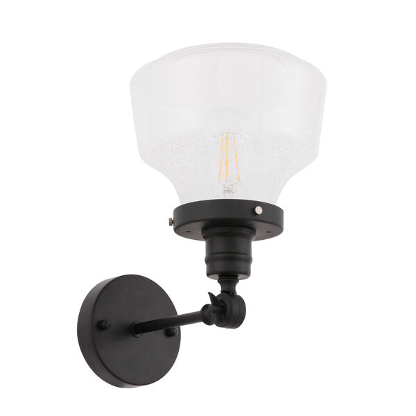 Lyle Black Eight-Inch One-Light Wall Sconce with Clear Seeded Glass, image 5