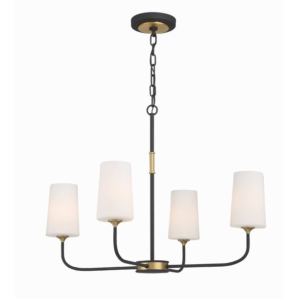 Niles Black Forged and Modern Gold Four-Light 29-Inch Chandelier, image 1