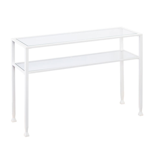 White Jaymes Metal and Glass Console Table, image 5